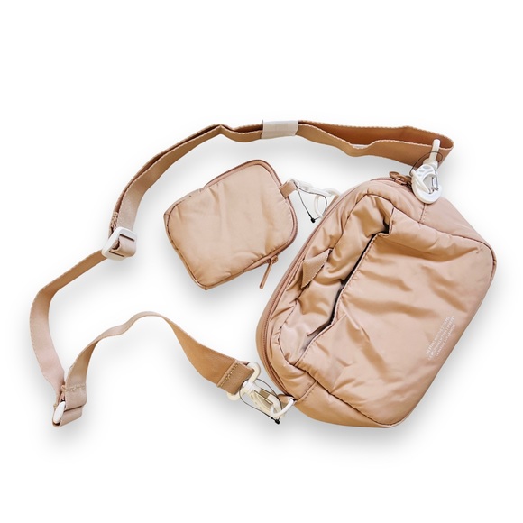 New ADIDAS ORIGINALS Ori Puffer + Pouch Crossbody Belt Bag 152 CU" Tan White - Picture 6 of 9